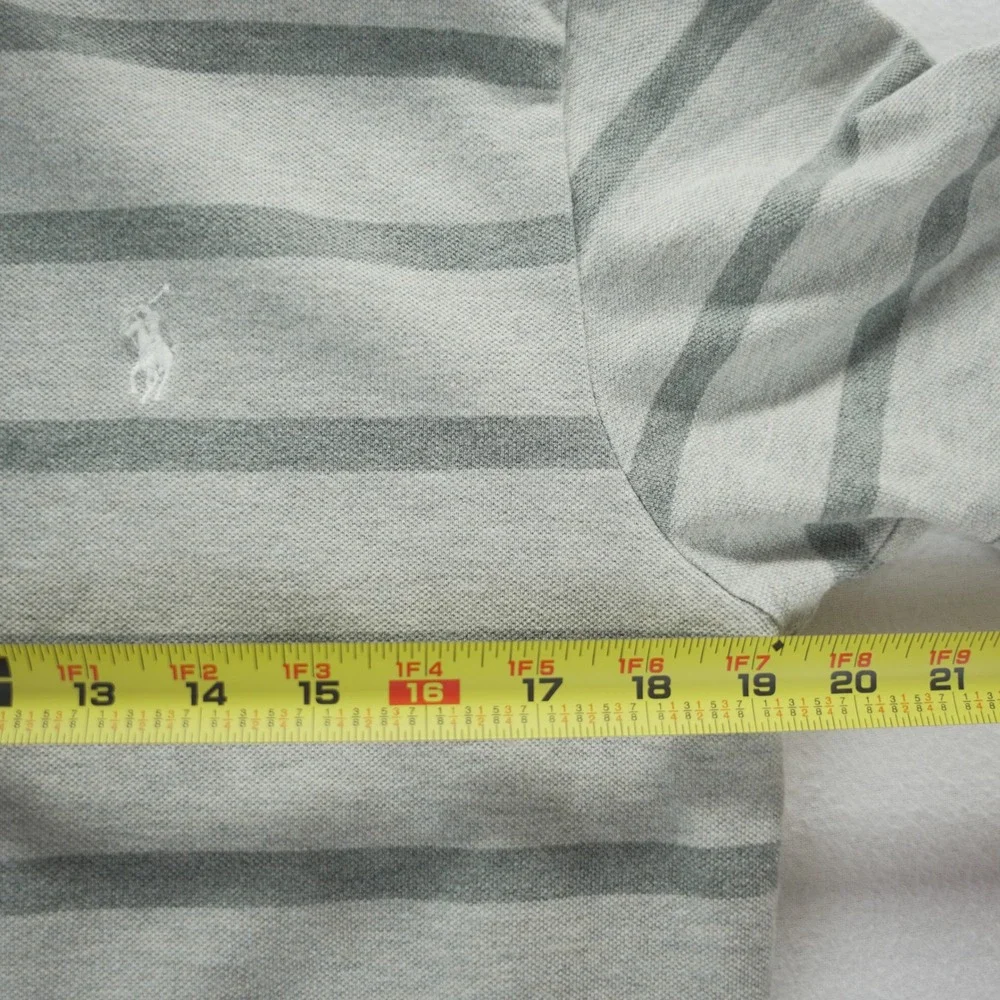 Polo Ralph Lauren Mens Striped Polo Shirts Lot of 2 Grey Olive Green Medium M